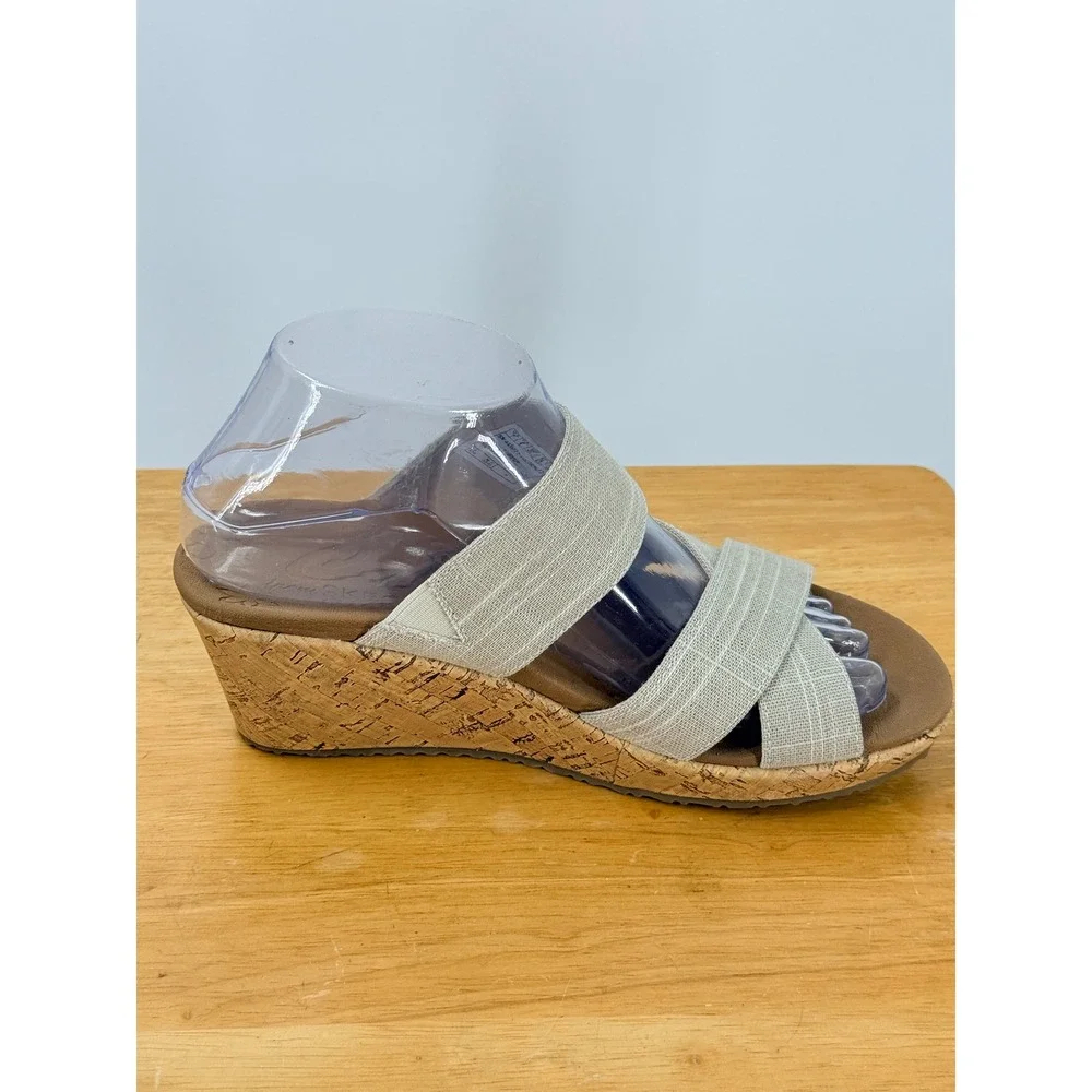 Skechers Cali Luxe Foam Beverlee Womens sz 7 Wedge Sandals Cork boho beach